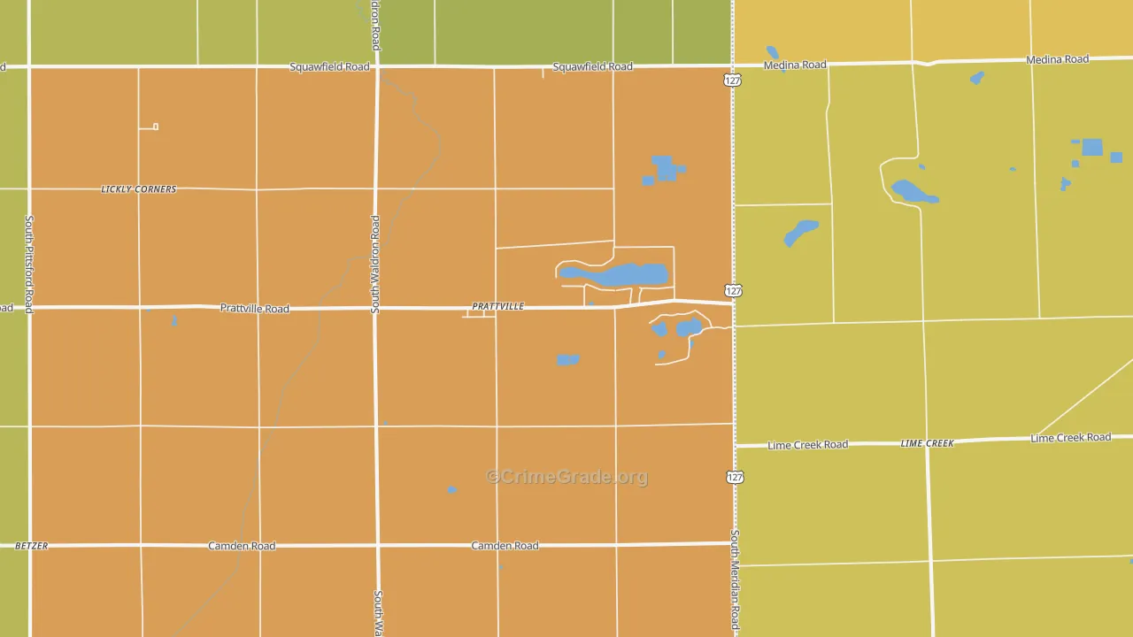 Prattville, MI Map of Robbery Rates