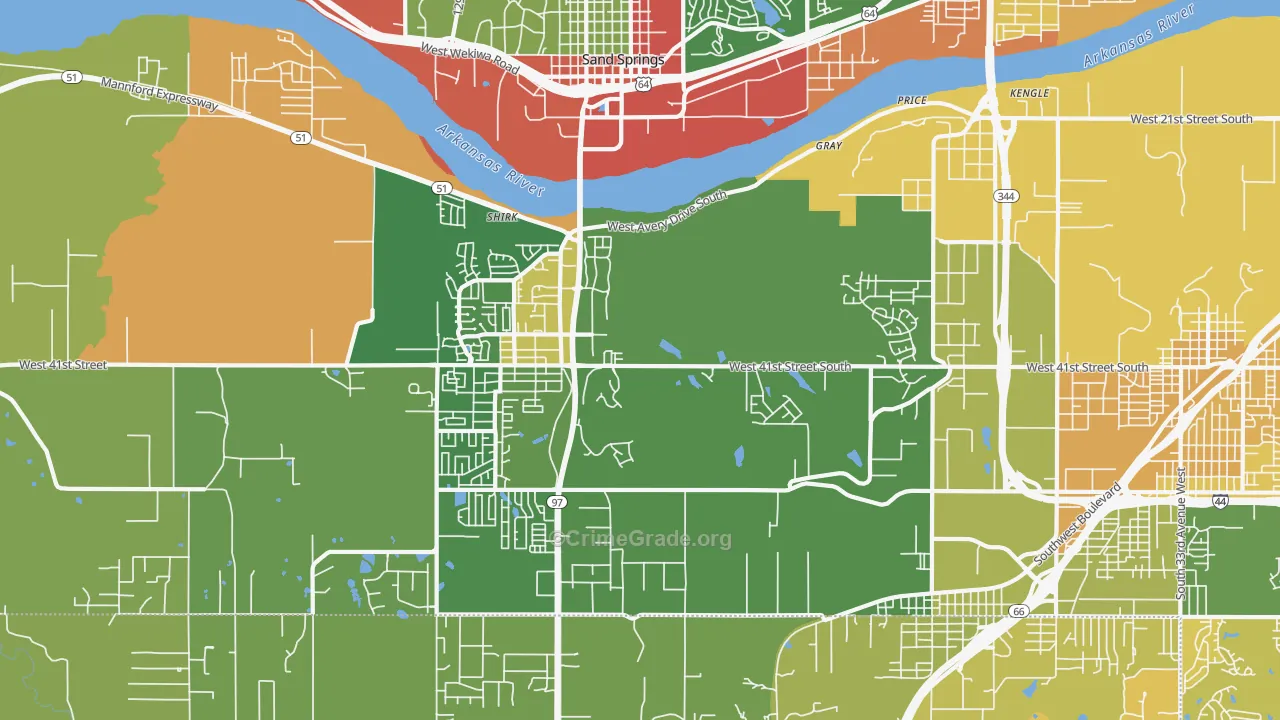 Prattville, OK Map of Robbery Rates