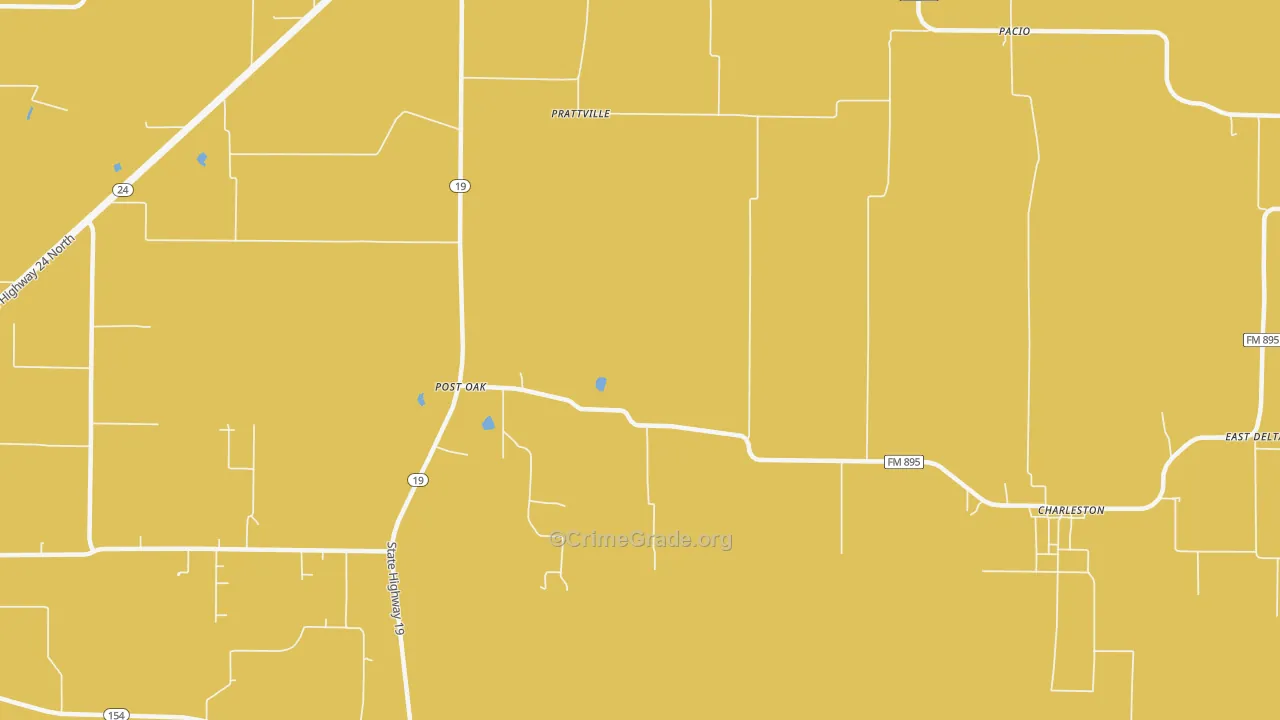 Prattville, TX Map of Robbery Rates