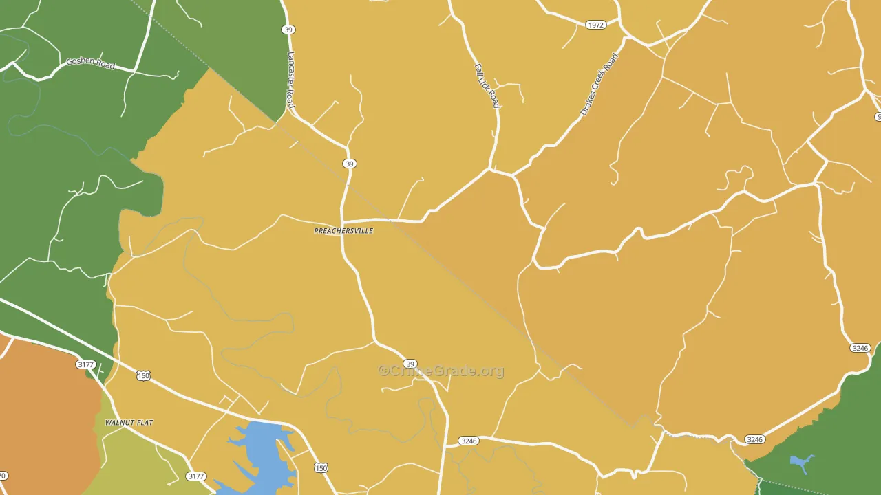 Preachersville, KY Map of Robbery Rates