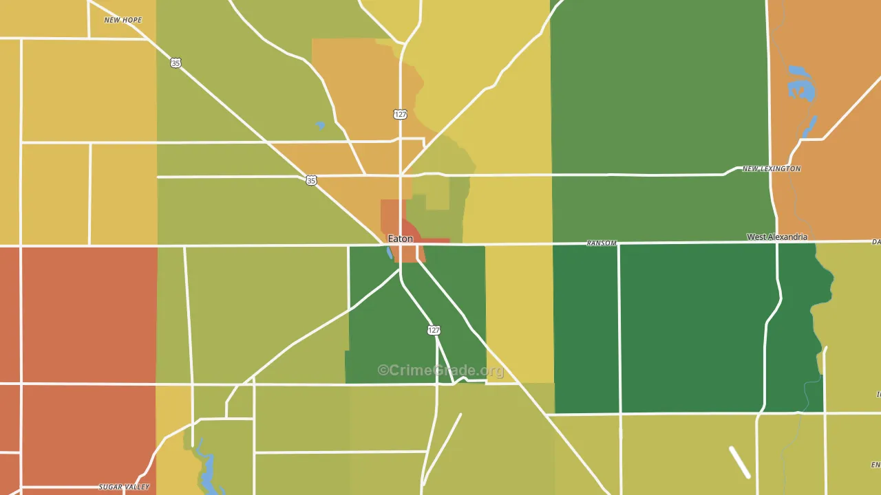 Preble County, OH Map of Robbery Rates