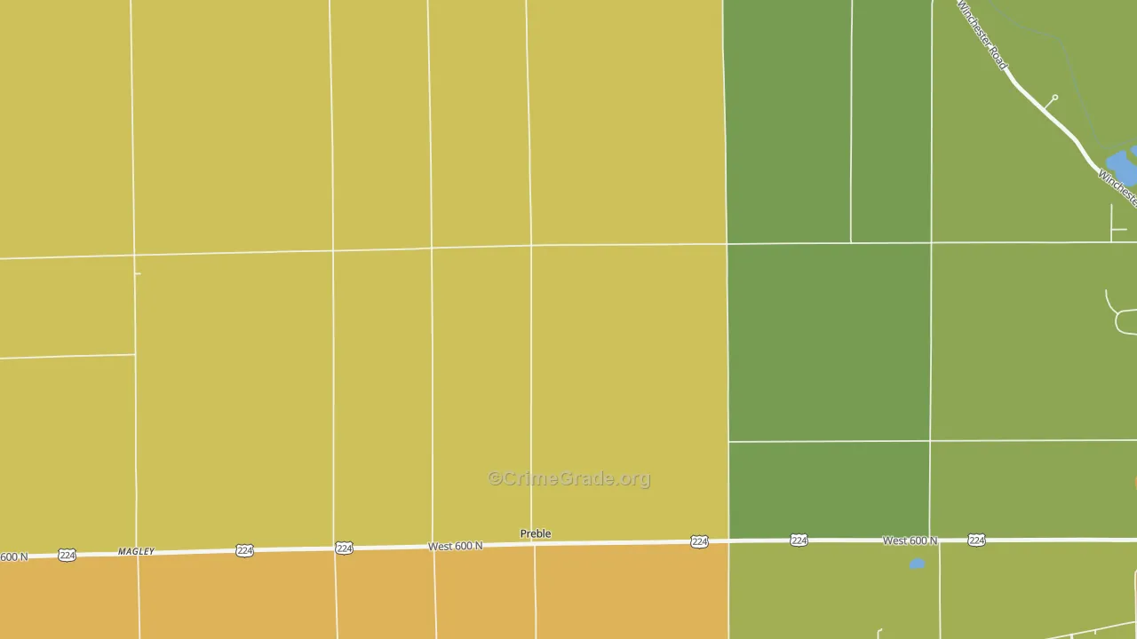 Preble, IN Map of Robbery Rates