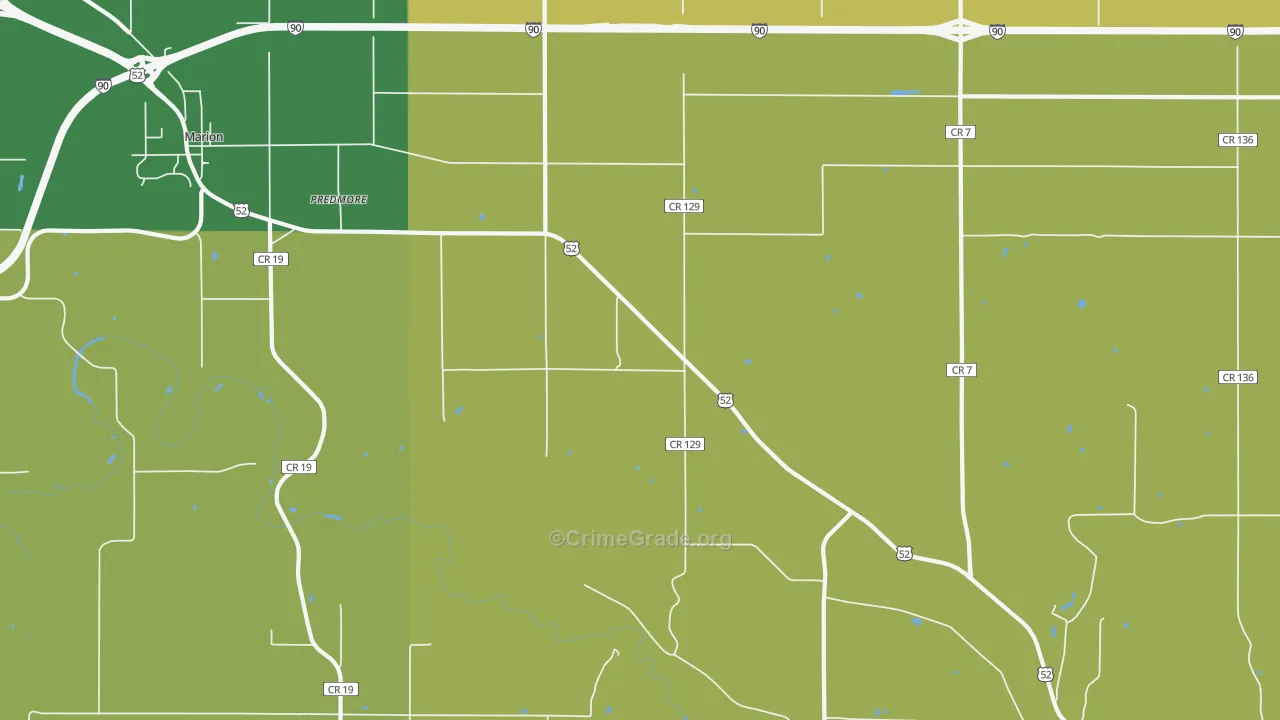 Predmore, MN Map of Robbery Rates