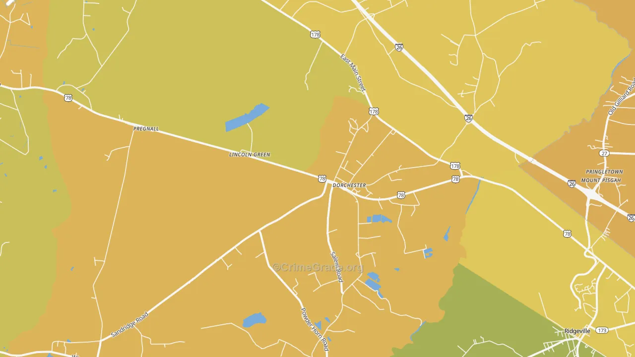 Pregnall, SC Map of Robbery Rates