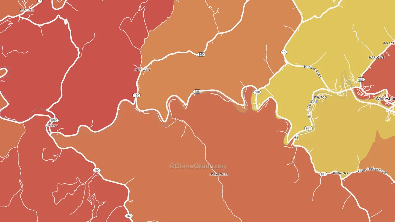 Premium, KY Map of Robbery Rates