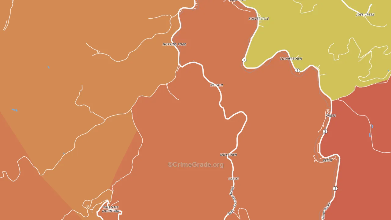 Prenter, WV Map of Robbery Rates