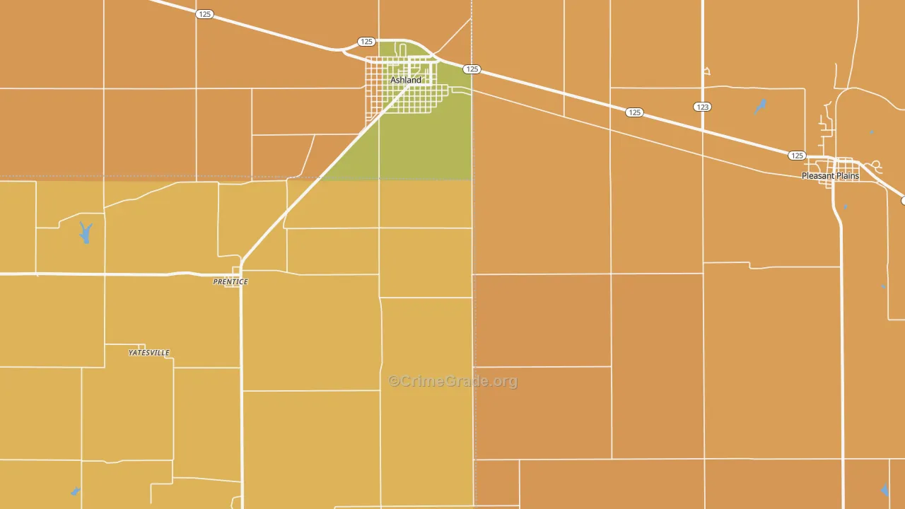 Prentice, IL Map of Robbery Rates