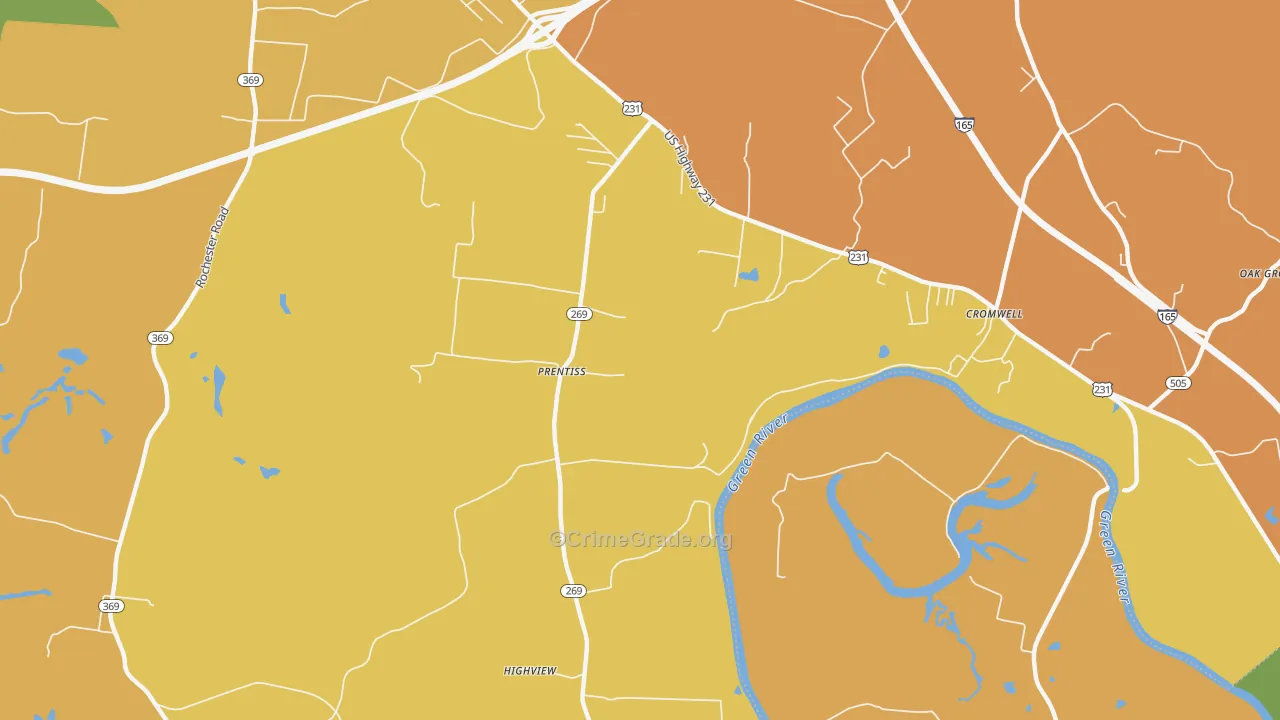 Prentiss, KY Map of Robbery Rates