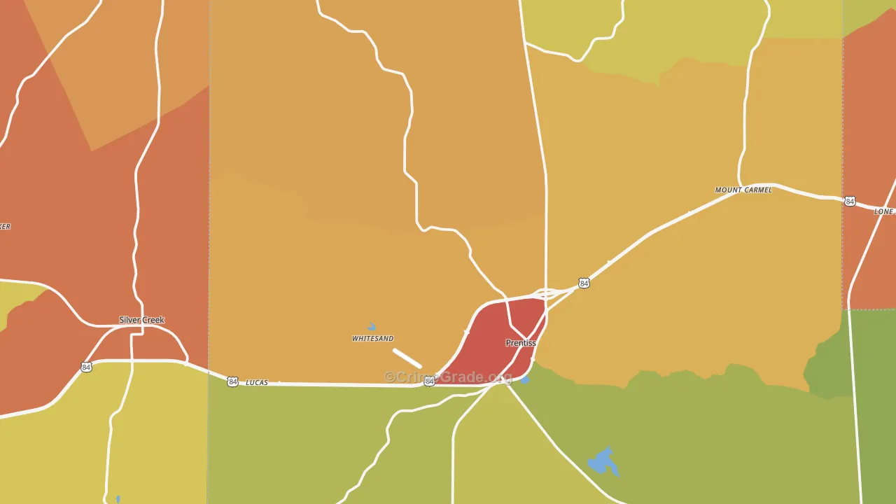 Prentiss, MS Map of Robbery Rates