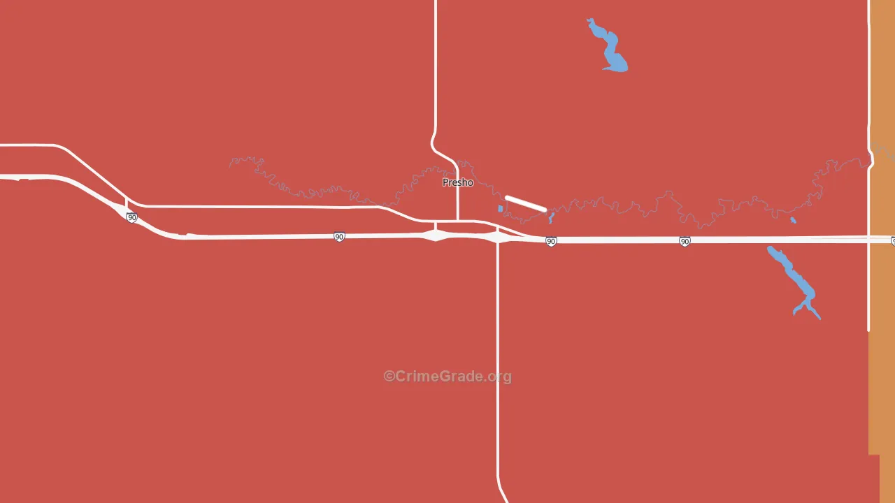 Presho, SD Map of Robbery Rates