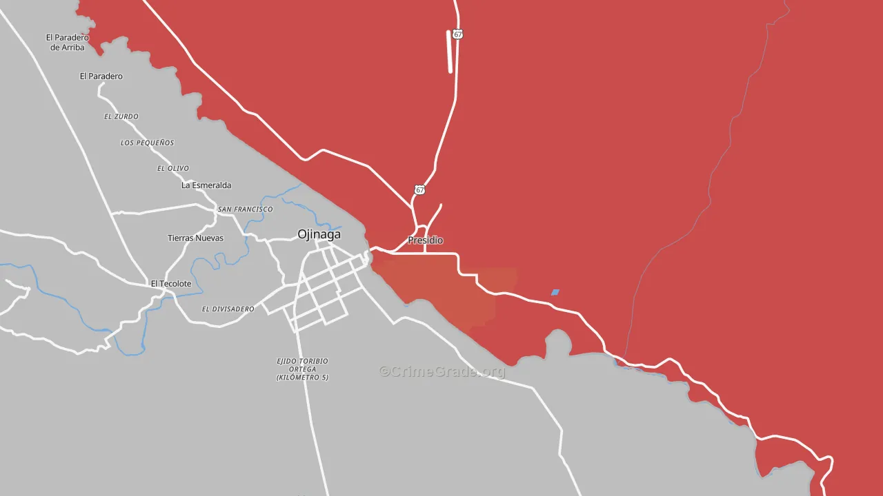 Presidio, TX Map of Robbery Rates