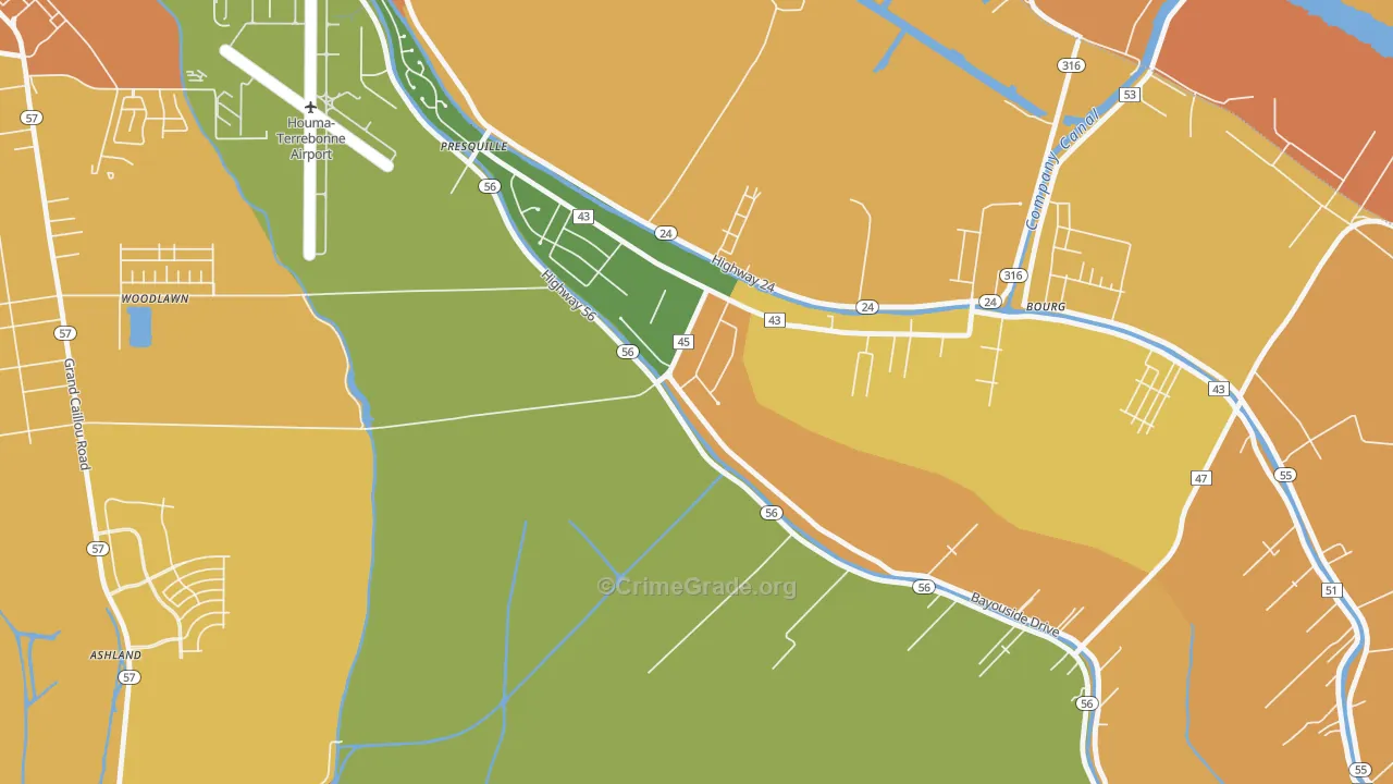 Presquille, LA Map of Robbery Rates