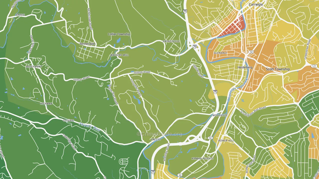 Presto, PA Map of Robbery Rates