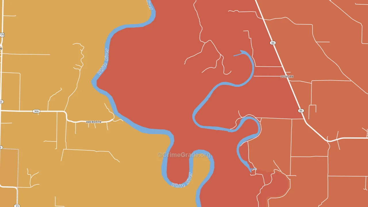 Preston Ferry, AR Map of Robbery Rates