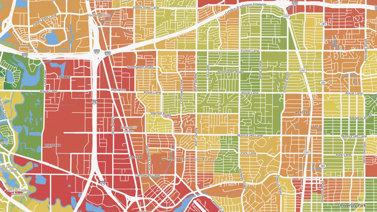 Preston Hollow, Dallas, TX Map of Robbery Rates