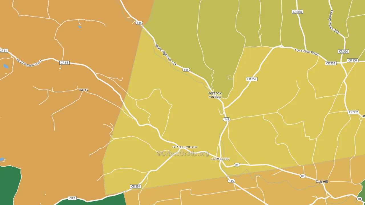 Preston Hollow, NY Map of Robbery Rates