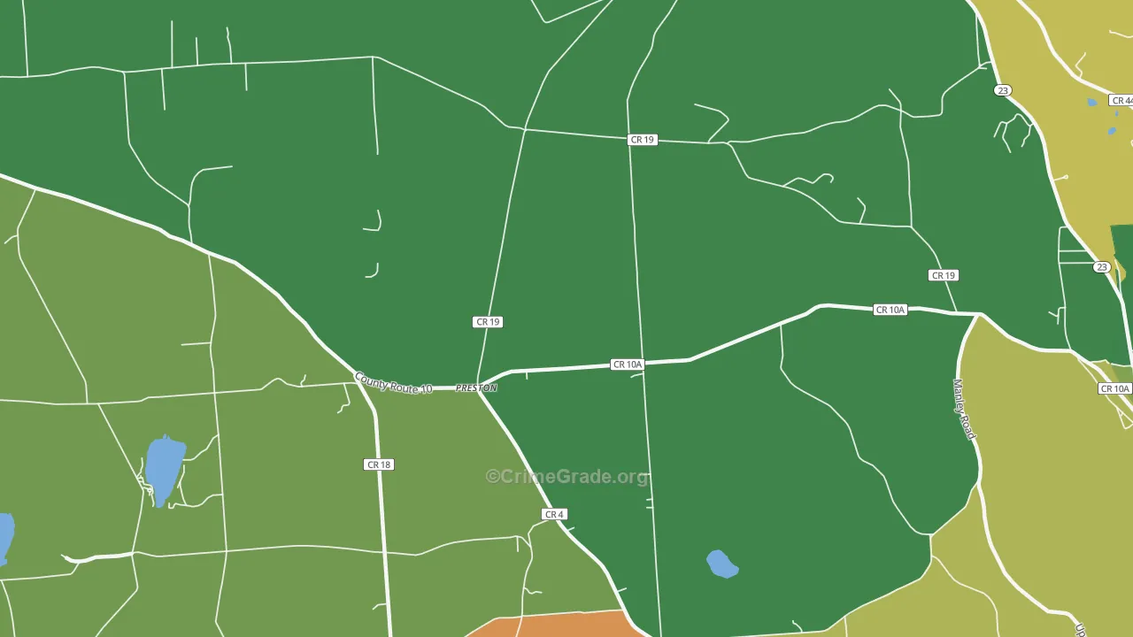 Preston, NY Map of Robbery Rates