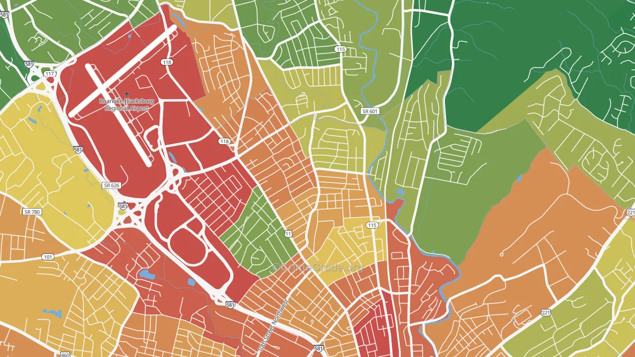 Preston Park, Roanoke, VA Map of Robbery Rates