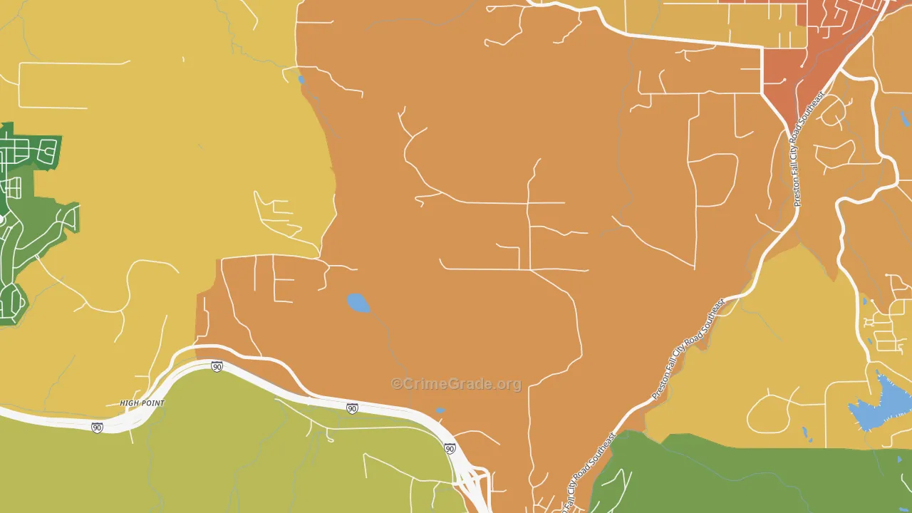Preston, WA Map of Robbery Rates