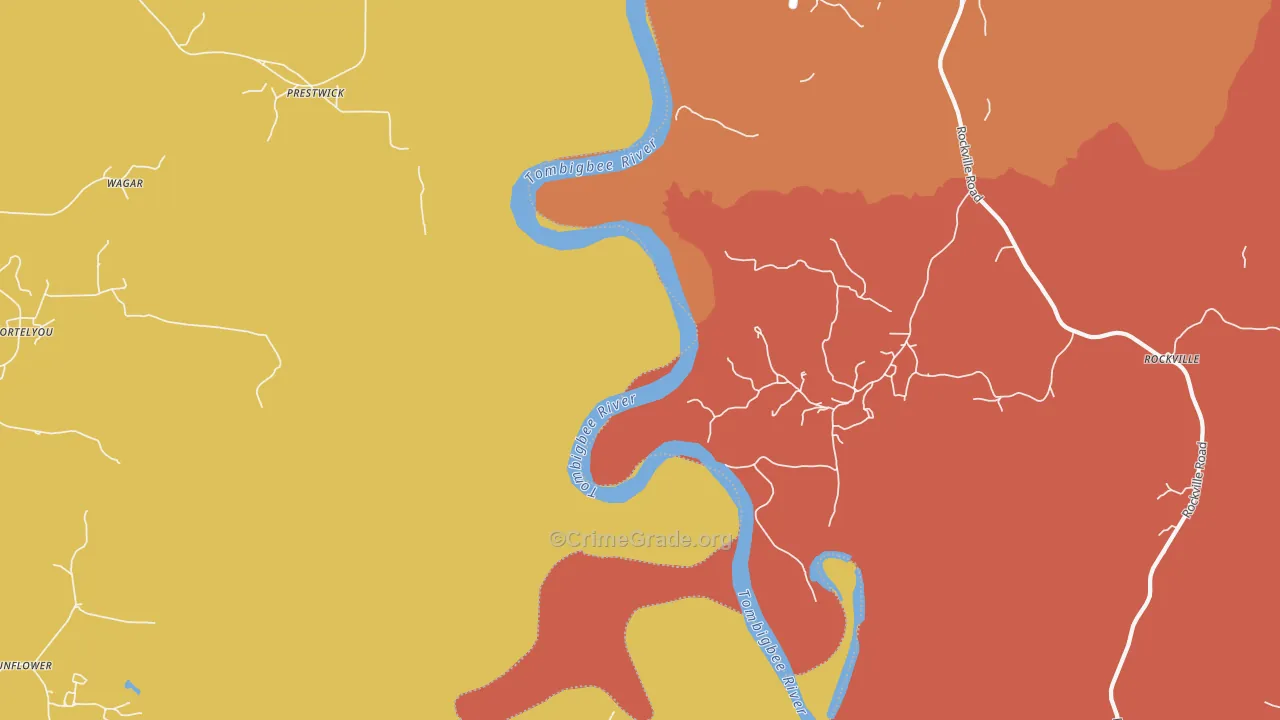 Prestwick, AL Map of Robbery Rates
