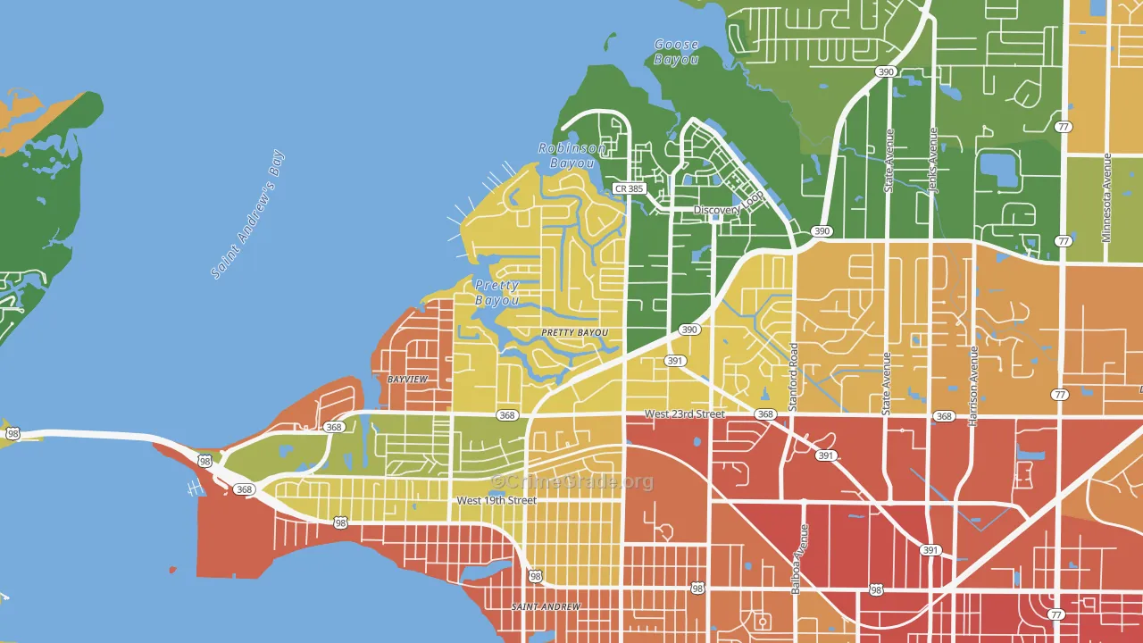 Pretty Bayou, FL Map of Robbery Rates