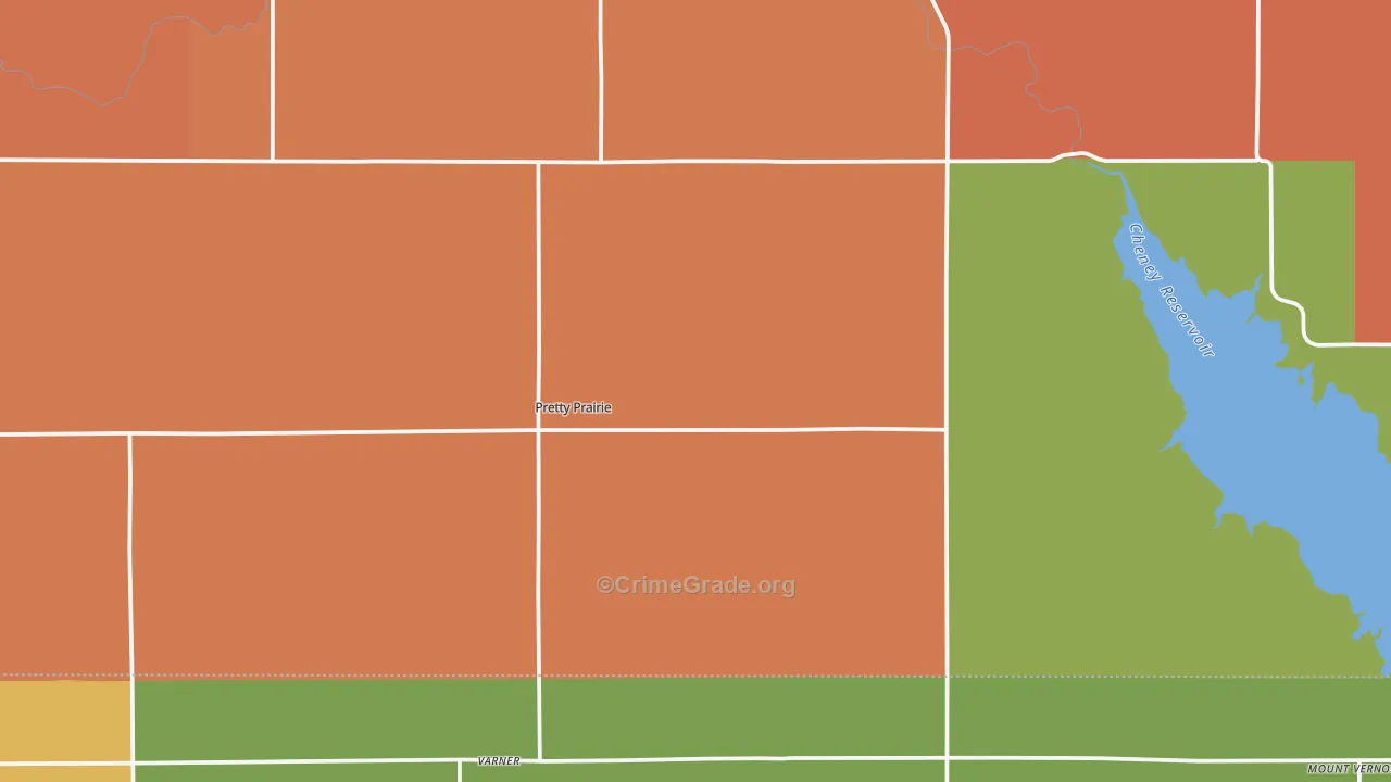 Pretty Prairie, KS Map of Robbery Rates