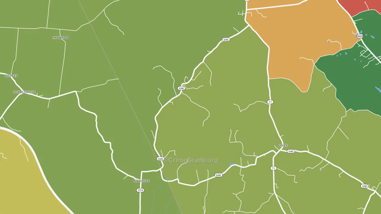 Prewitt, KY Map of Robbery Rates