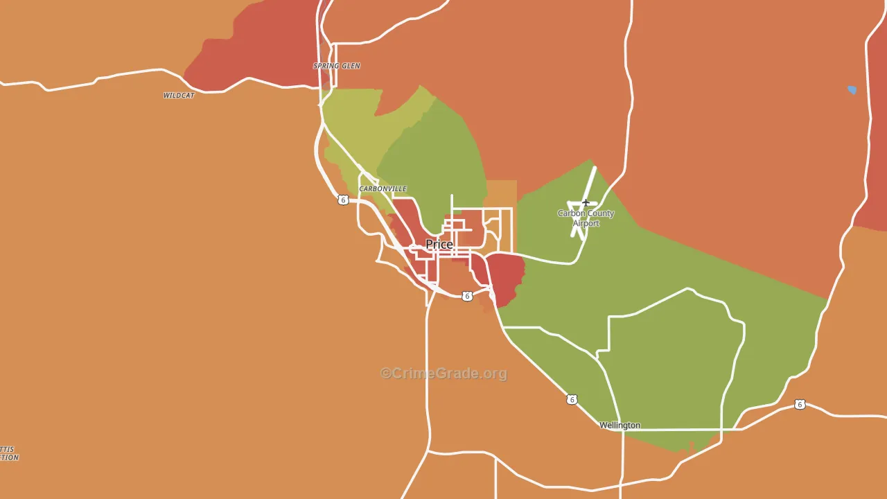 Price, UT Map of Robbery Rates