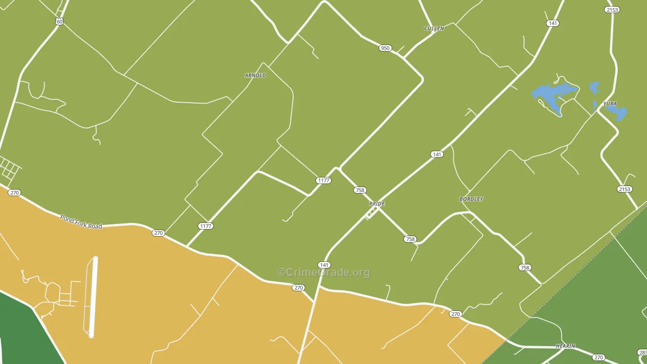 Pride, KY Map of Robbery Rates