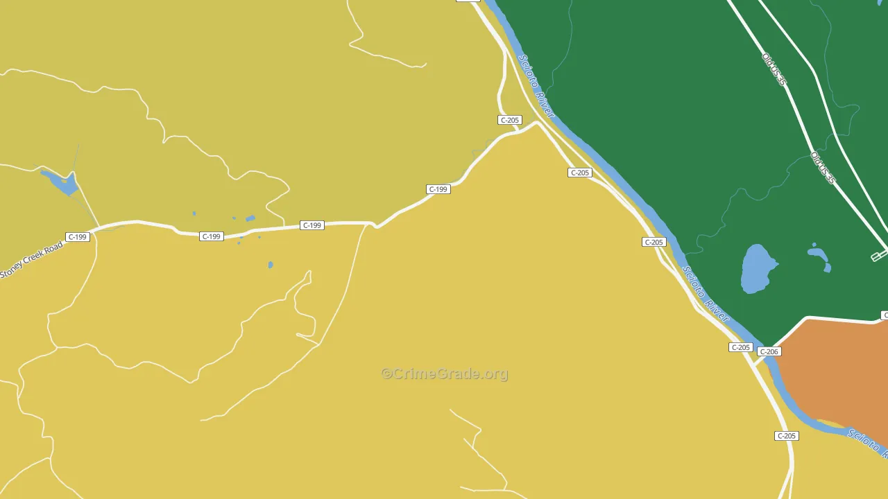 Pride, OH Map of Robbery Rates