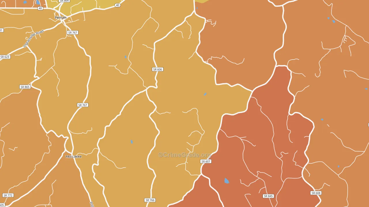 Prilliman, VA Map of Robbery Rates