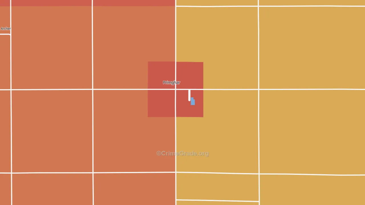 Primghar, IA Map of Robbery Rates