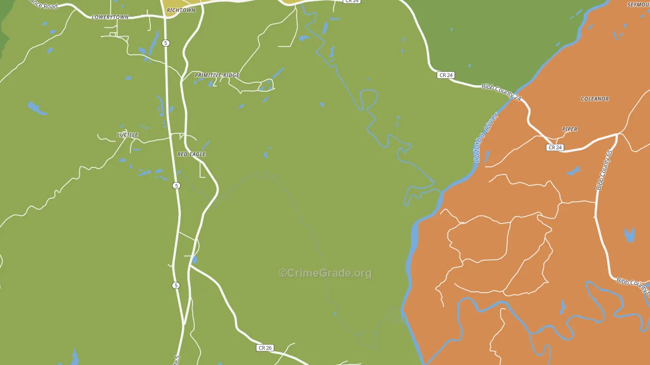 Primitive Ridge, AL Map of Robbery Rates