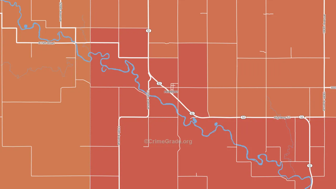 Primrose, NE Map of Robbery Rates