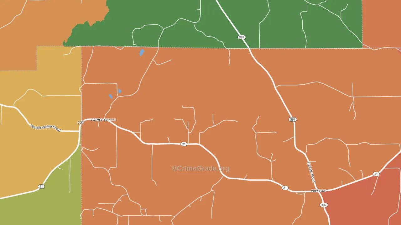 Prince Chapel, MS Map of Robbery Rates