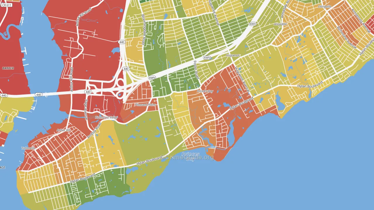 Prince's Bay, Staten Island, NY Map of Robbery Rates