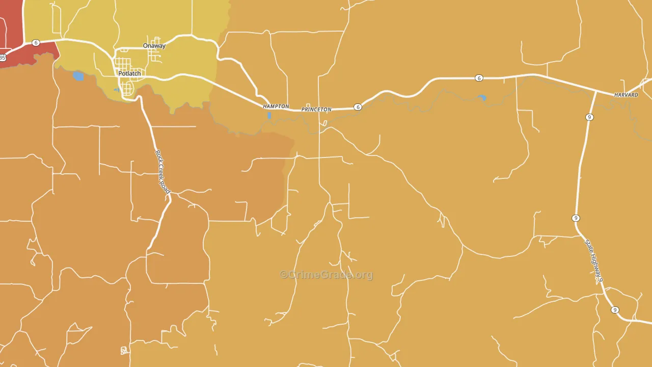 Princeton, ID Map of Robbery Rates