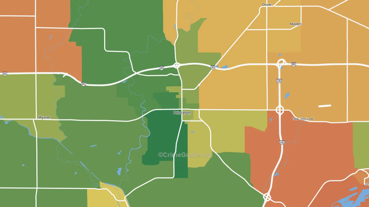 Princeton, IL Map of Robbery Rates