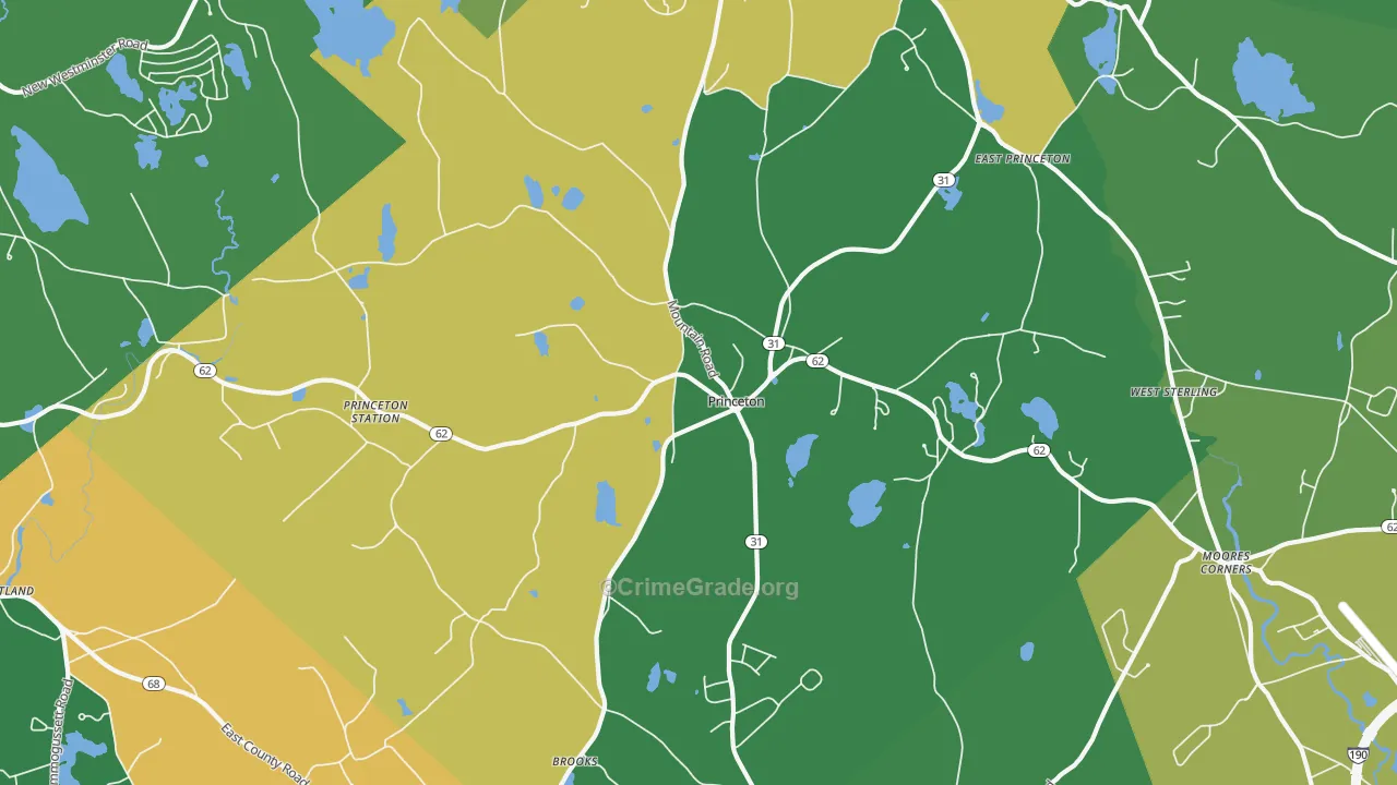 Princeton, MA Map of Robbery Rates