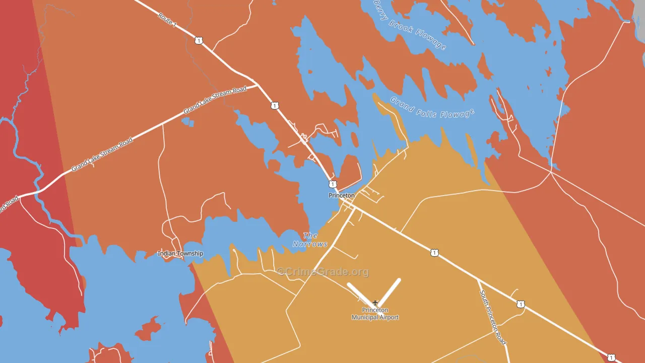 Princeton, ME Map of Robbery Rates