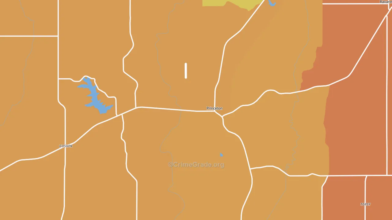 Princeton, MO Map of Robbery Rates