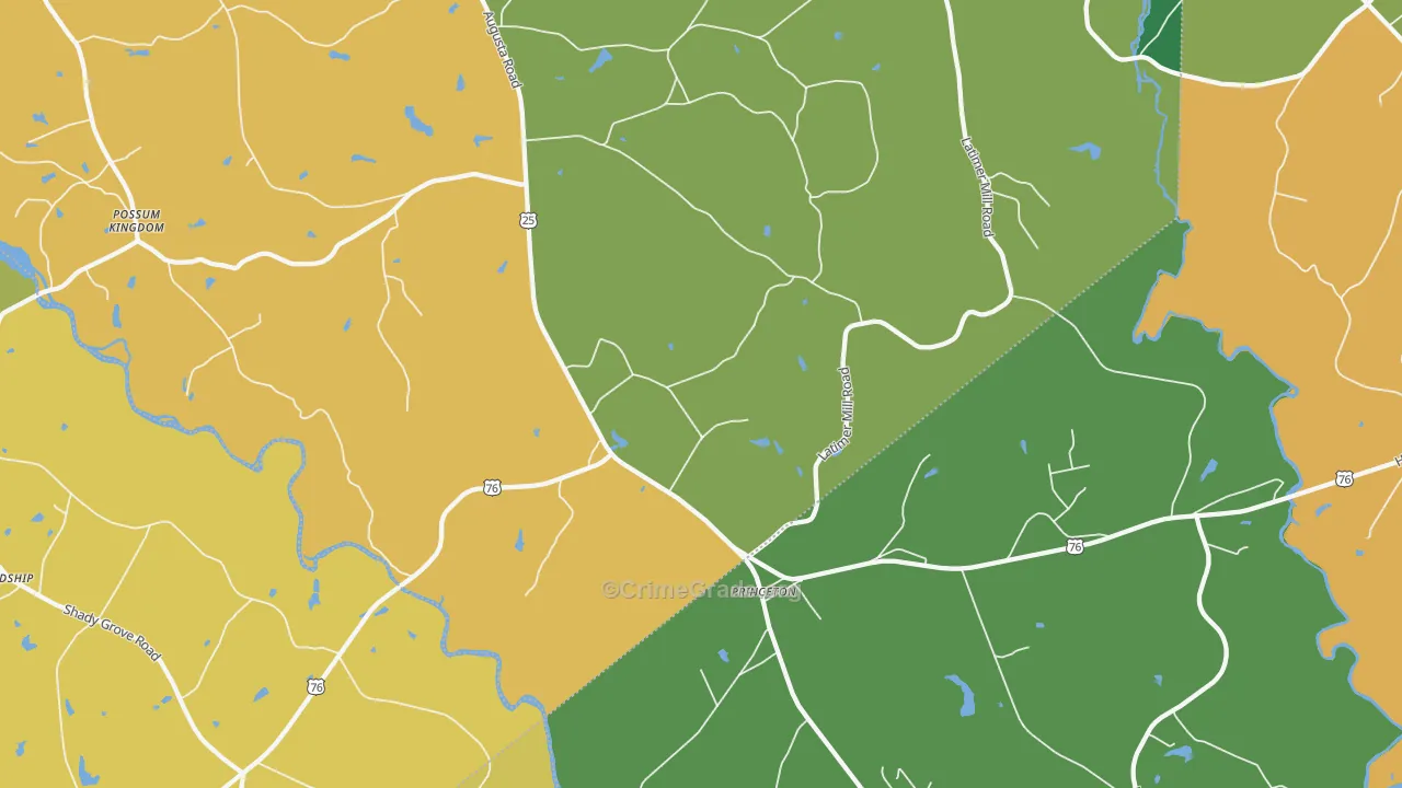 Princeton, SC Map of Robbery Rates