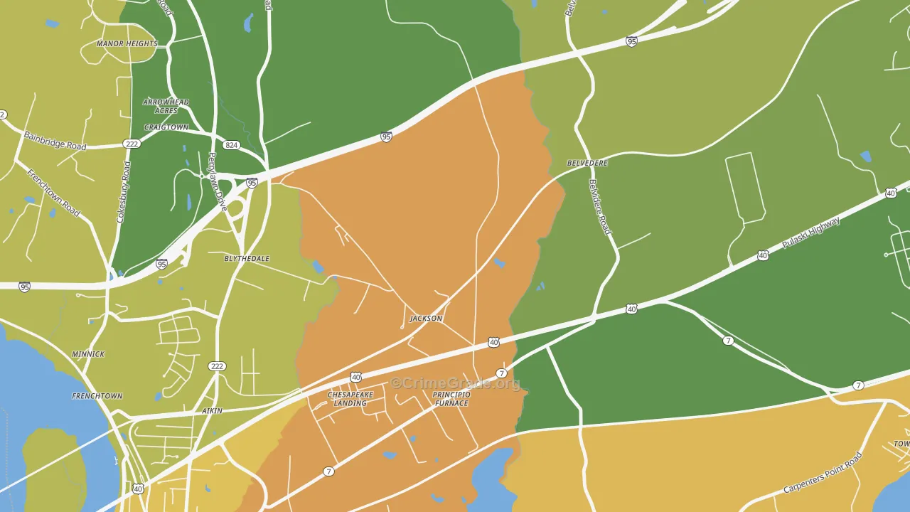 Principio Furnace, MD Map of Robbery Rates