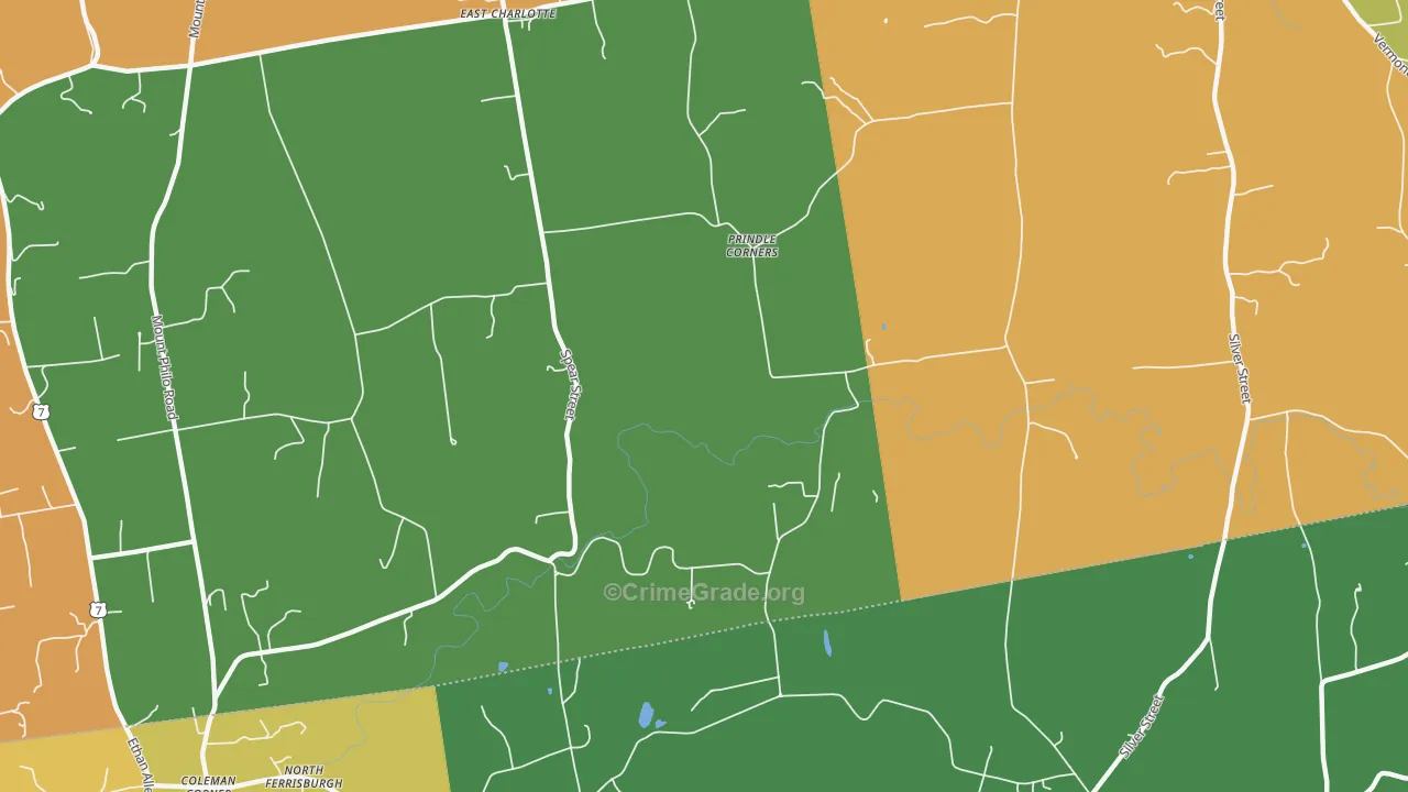 Prindle Corner, VT Map of Robbery Rates