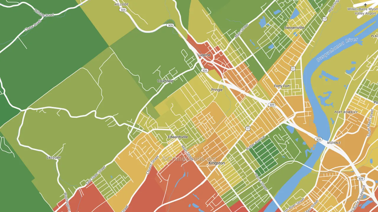 Pringle, PA Map of Robbery Rates