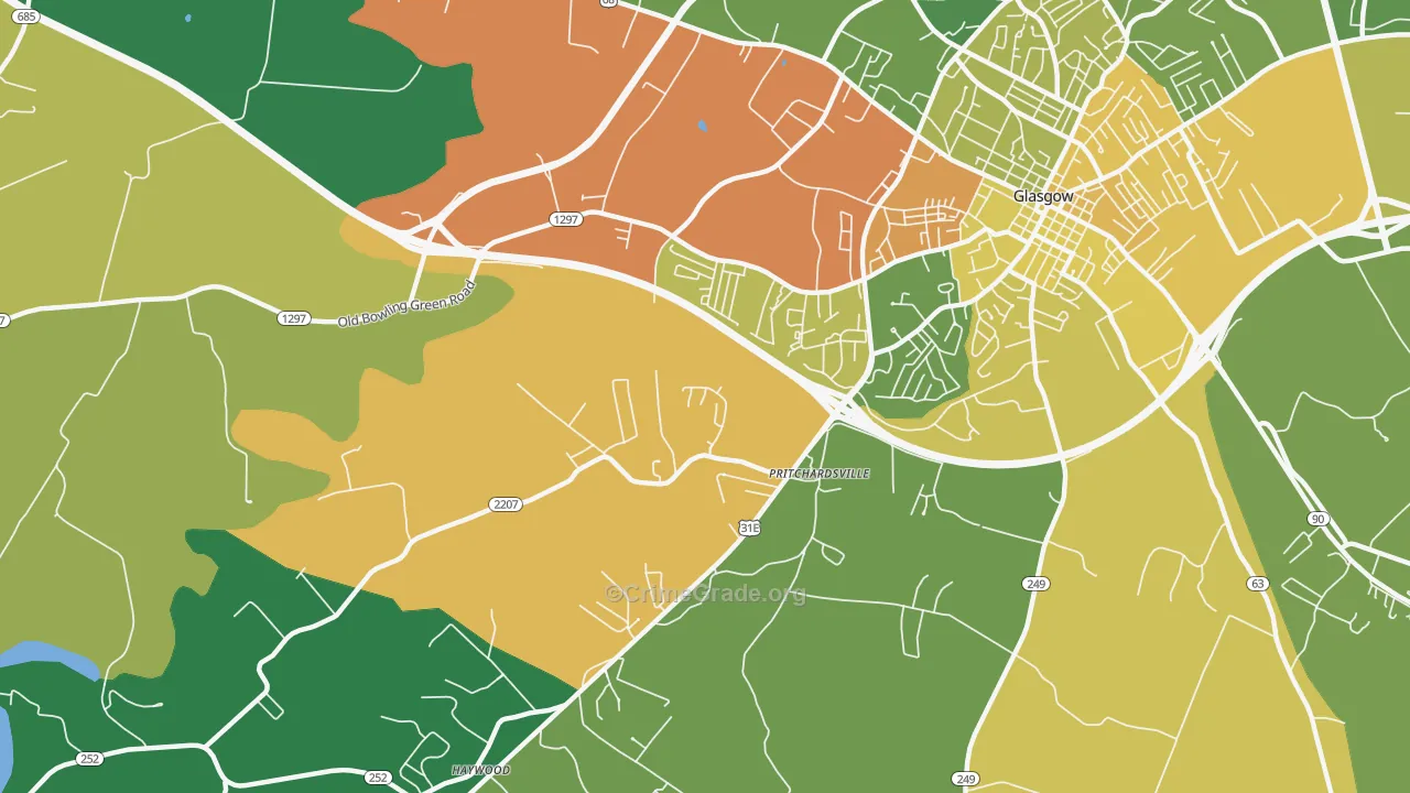 Pritchardsville, KY Map of Robbery Rates