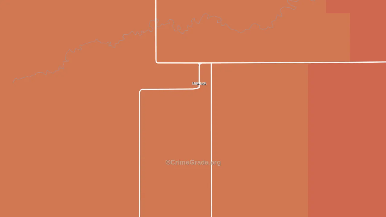 Pritchett, CO Map of Robbery Rates