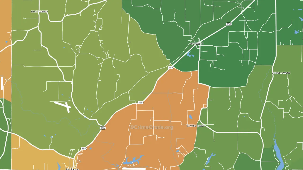 Pritchett, TX Map of Robbery Rates