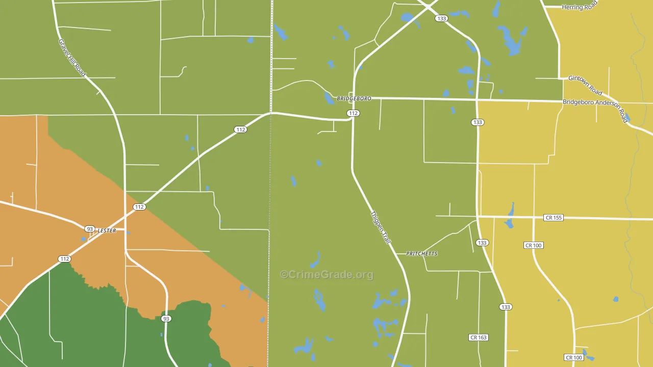 Pritchetts, GA Map of Robbery Rates