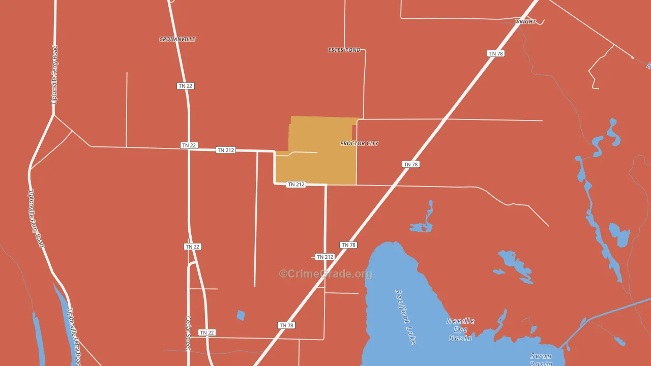 Proctor City, TN Map of Robbery Rates